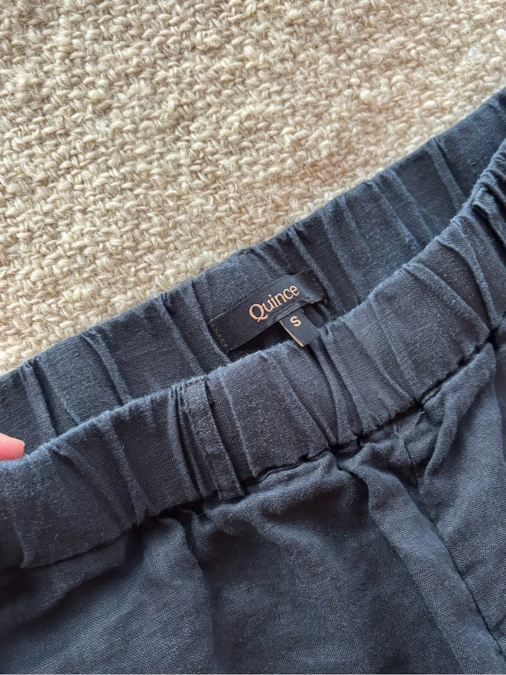 Quince Black Cropped Linen-Blend Pull-On Pants